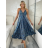 Women's Long Sleeve Summer Shirt Dress (S/M/L ONE SIZE) INDIAN FASHION IMWY23123 S / M / L dark blue