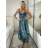 Women's Long Sleeve Summer Shirt Dress (S/M/L ONE SIZE) INDIAN FASHION IMWY23123 S / M / L blue