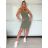 Long casual short sleeve women's dress, oversized (42/44/46 ONE SIZE) ITALIAN FASHION IMD2525370 -   green khaki -   S / M / L
