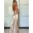 Women's Long Strapless Sequin Party Dress (S/M ONE SIZE) ITALIAN FASHION IMPSH233348 -   beige -   S / M