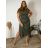 Šaty elegantní košilové dlouhý rukáv dámské (S/M ONE SIZE) ITALSKÁ MÓDA IMWY21734  green khaki