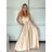 Long summer satin dress with straps women with belt (UNI S / M) ITALIAN FASHION IMM22INFINITE