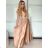 Long summer satin dress with straps women with belt (UNI S / M) ITALIAN FASHION IMM22INFINITE