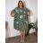 Women's Plus Size Long Warm Long Sleeve Dress (50/52/54 ONE SIZE) ITALIAN FASHION IM424636  green khaki