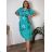 Women's Plus Size Long Warm Long Sleeve Dress (50/52/54 ONE SIZE) ITALIAN FASHION IM424636  green khaki