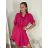 Women's 3/4 Short Sleeve Shirt Dress (S/M/L/XL ONE SIZE) ITALIAN FASHION IMC23025/DU Green