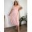 Summer dress oval short sleeve women's oversized (50/52/54 ONE SIZE) ITALIAN FASHION IM425011  růžová světlá
