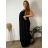 Women's Long Chiffon Short Sleeve Dress (S/M ONE SIZE) ITALIAN FASHION IMWGS231048 46/48/50 black
