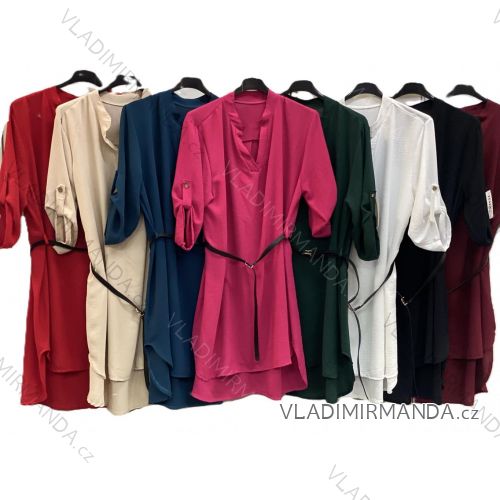Short elegant dress with belt 3/4 long sleeves for women (S/M/L ONE SIZE) ITALIAN FASHION IMC25326