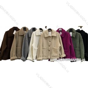 Women's long-sleeved buttoned shearling coat, oversized (48/50/52 ONE SIZE) ITALIAN FASHION IMC25332