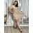 Short summer dress short sleeve women's oversized (40/42/44 ONE SIZE) ITALIAN FASHION IMD25022 S / M / L beige