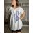 Women's Plus Size Oversize Short Sleeve Tunic (XL/2XL/3XL/4XL/5XL ONE SIZE) ITALIAN FASHION IMBM23SEE  white