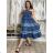 Women's Long Summer Short Sleeve Dress (S/M ONE SIZE) ITALIAN FASHION IMPEM23VA715 S / M / L blue
