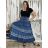 Women's Long Summer Short Sleeve Dress (S/M ONE SIZE) ITALIAN FASHION IMPEM23VA715 S / M / L blue