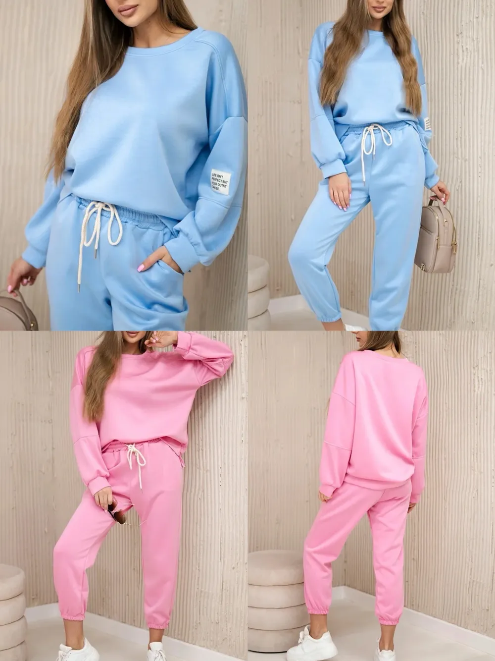 Women's long sleeve sweatshirt and sweatpants set (S/M/L ONE SIZE) ITALIAN FASHION IMPLI257065