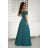 Women's Plus Size (42-46) Long Elegant Party Sleeveless Dress POLISH FASHION PMLBC23265-10 emerald green 48