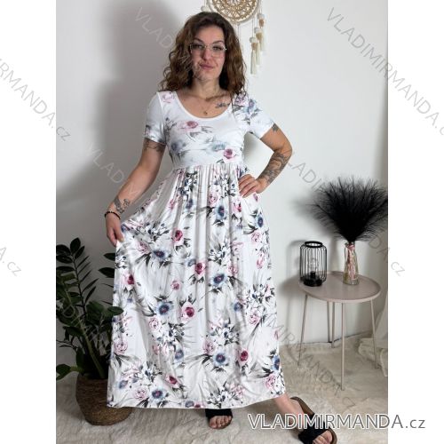 Women's short sleeve summer dress FIORE (S/M/L ONE SIZE) ITALIAN FASHION IMSM25019