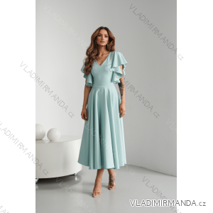 Women's Long Elegant Dress with Wide Straps (SL) FRENCH FASHION FMPEL23VELVET