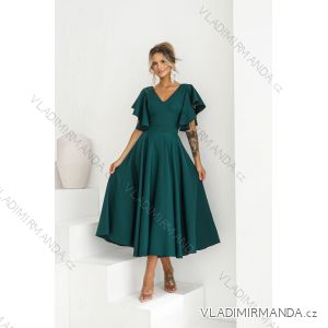 Women's Long Elegant Dress with Wide Straps (SL) FRENCH FASHION FMPEL23VELVET