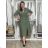 Women's Long Elegant Muslin Long Sleeve Dress (S/M ONE SIZE) ITALIAN FASHION IMWGB232515 M / L green khaki