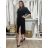 Women's Long Elegant Muslin Long Sleeve Dress (S/M ONE SIZE) ITALIAN FASHION IMWGB232515 M / L black