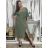 Women's Long Elegant Muslin Long Sleeve Dress (S/M ONE SIZE) ITALIAN FASHION IMWGB232515 M / L green khaki
