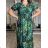 Women's Summer Boho Lace Shirt Dress With Belt Short Sleeve (S/M ONE SIZE) ITALIAN FASHION IMPEM232191 S / M / L green