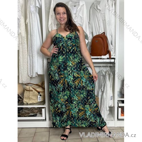 Long summer dress with straps for women (S/M ONE SIZE) ITALIAN FASHION IMPEM2455618 S / M / L green