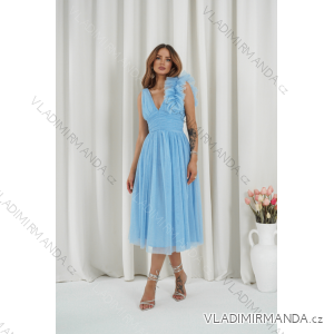 Women's Long Elegant Dress with Wide Straps (SL) FRENCH FASHION FMPEL23VELVET