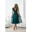 Women's Long Elegant Dress with Wide Straps (SL) FRENCH FASHION FMPEL23VELVET dark green 42