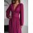 Women's Long Elegant Dress with Wide Straps (SL) FRENCH FASHION FMPEL23VELVET vínová bordo 46