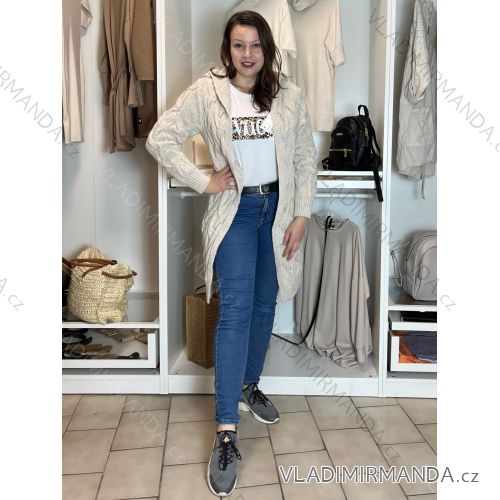 Women's cotton cardigan with hood (UNI SM) ITALIAN FASHION IMD20811