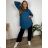 Shirt 3/4 sleeve ladies strip (4XL/5XL ONE SIZE) ITALSKÁ MÓDA IM422026 56/58 black