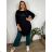 Shirt 3/4 sleeve ladies strip (4XL/5XL ONE SIZE) ITALSKÁ MÓDA IM422026 56/58 black