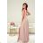 Women's Long Elegant Dress with Wide Straps (SL) FRENCH FASHION FMPEL23VELVET béžová smetanová 34