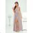 Women's Long Elegant Dress with Wide Straps (SL) FRENCH FASHION FMPEL23VELVET béžová mandlová 34