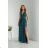 Women's Long Elegant Dress with Wide Straps (SL) FRENCH FASHION FMPEL23VELVET dark green 34