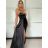 Women's elegant party long sleeve dress (S/M ONE SIZE) ITALIAN FASHION IM322282 -   black -   S / M