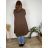 Women's long-sleeved, lightweight, zipped hooded sweatshirt, oversized (52/54/56 ONE SIZE) ITALIAN FASHION IMC25359 54/56/58 Brown