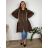 Women's long-sleeved, lightweight, zipped hooded sweatshirt, oversized (52/54/56 ONE SIZE) ITALIAN FASHION IMC25359 54/56/58 Brown