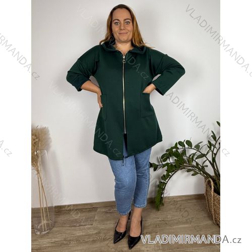 Women's Plus Size Zipper Hoodie Long Sleeve (2XL/3XL ONE SIZE) ITALIAN FASHION IMC23382 50/52/54 dark emerald