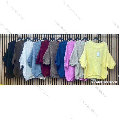 Oversized knitted sweater short sleeve women's oversized (54/56/58 ONE SIZE) ITALIAN FASHION IMWCA2825