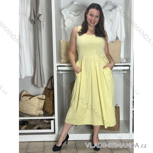 Šaty elegantní košilové dlouhý rukáv dámské (S/M ONE SIZE) ITALSKÁ MÓDA IMWY21734 S / M / L žlutá
