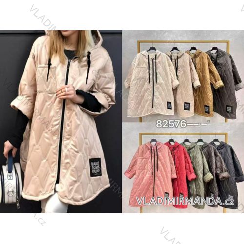 Women's long, light, puffer jacket with hood, zip, long sleeves, oversized (52/54/56 ONE SIZE) ITALIAN FASHION IMC25379