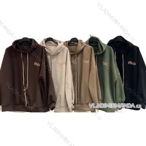 Women's warm sweatshirt with hood, long sleeves, oversized (54/56/58 ONE SIZE) ITALIAN FASHION IMC25390