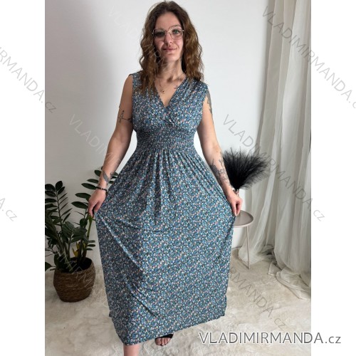 Šaty košilové dlouhý rukáv dámské (S/M ONE SIZE) ITALSKÁ MODA IMB229927 <p>blue</p> M / L