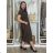 Women's short sleeve summer casual dress (S/M/L ONE SIZE) ITALIAN FASHION IMWGB25022 S / M / L Brown