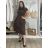 Women's short sleeve summer casual dress (S/M/L ONE SIZE) ITALIAN FASHION IMWGB25022 S / M / L Brown