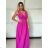 Elegant formal dress with straps for women (S / M ONE SIZE) ITALIAN FASHION IM321576 M / L red