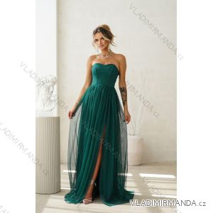 Women's Long Elegant Dress with Wide Straps (SL) FRENCH FASHION FMPEL23VELVET